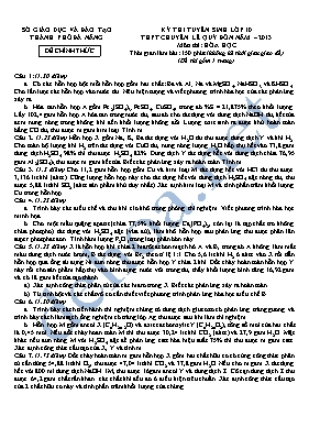 Kỳ thi tuyển sinh lớp 1 THPT chuyên Lê Quý Đôn năm 2013 môn thi Hóa học